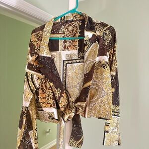 Versace long sleeve wrap top